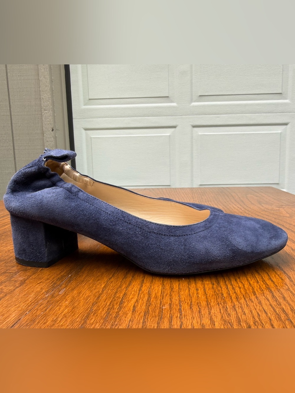 Everlane Day Heel Navy Suede Block Heel Pumps Size 9 Work Office